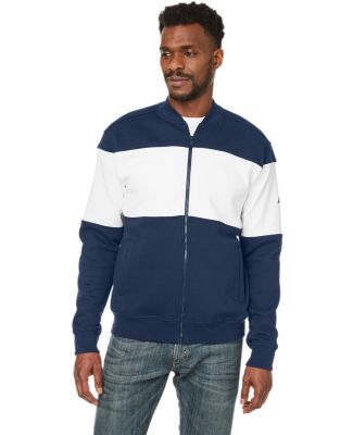 Nautica N17928 Anchor Fleece Colorblocked Bomber J in Navy/ white