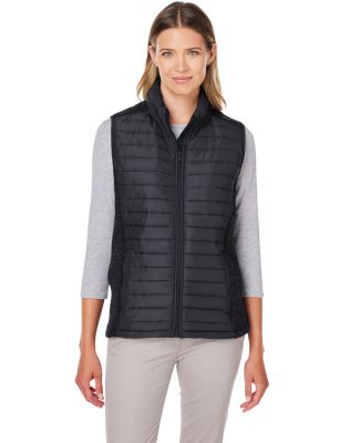 Nautica N17947 Women's Harbor Puffer Vest in Black/ black heather