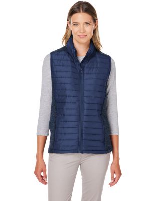 Nautica N17947 Women's Harbor Puffer Vest in Navy/ navy heather