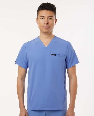 Jaanuu M10002 Platt 3-Pocket Scrub V-Neck Top in Ceil blue