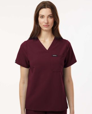 Jaanuu W10001 Women's Rhena Essential 1-Pocket Scr in Burgundy