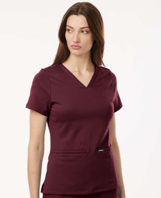 Jaanuu W30003 Women's Cesi Ultrasoft Scrub V-Neck  in Burgundy