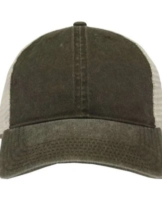 The Game Hats GB460 Pigment-Dyed Trucker Cap in Army green/ stone