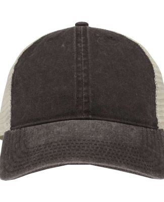 The Game Hats GB460 Pigment-Dyed Trucker Cap in Black/ stone