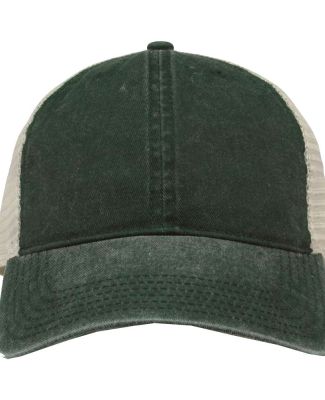The Game Hats GB460 Pigment-Dyed Trucker Cap in Bottle green/ stone