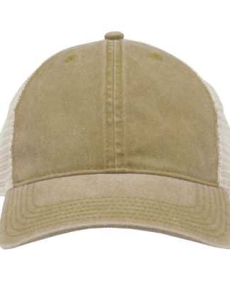 The Game Hats GB460 Pigment-Dyed Trucker Cap in Khaki/ stone