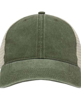 The Game Hats GB460 Pigment-Dyed Trucker Cap in Light olive green/ stone