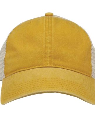 The Game Hats GB460 Pigment-Dyed Trucker Cap in Mustard yellow/ stone
