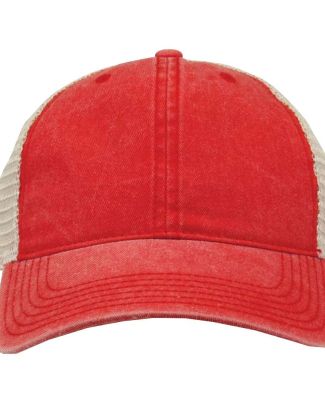 The Game Hats GB460 Pigment-Dyed Trucker Cap in Red/ stone