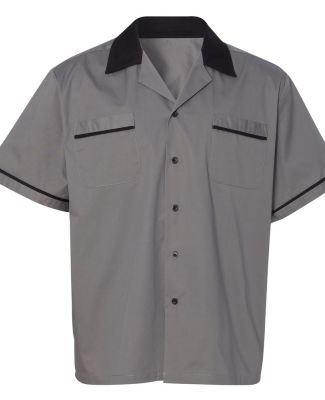 Hilton HP2244 GM Legend Bowling Shirt in Steel/ black