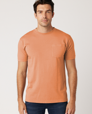 Cotton Heritage OU1620 Garment Dye S/S Pocket T-sh in Orange sherbet