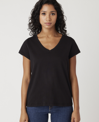 Cotton Heritage W1247 Women's V-Neck T-shirt in Black