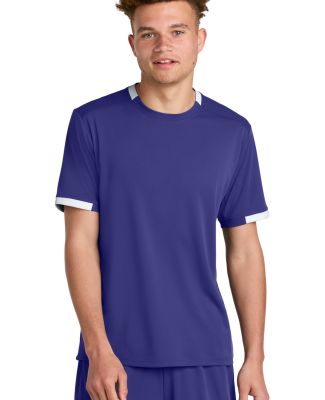 Sport Tek ST440 Sport-Tek Club Short Sleeve Crew in Purple/wh