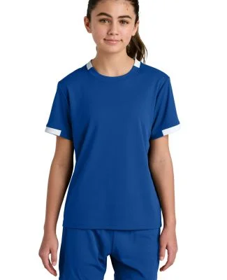 Sport Tek YST440 Sport-Tek Youth Club Short Sleeve in Try/white