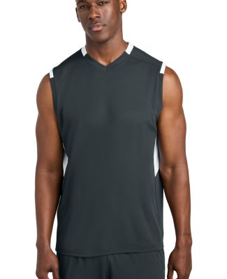 Sport Tek ST441 Sport-Tek Club Sleeveless V-Neck in Irgy/white