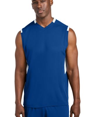 Sport Tek ST441 Sport-Tek Club Sleeveless V-Neck in Try/white