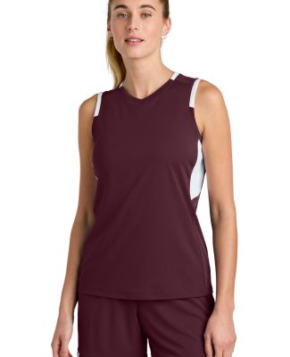 Sport Tek LST441 Sport-Tek Women's Club Sleeveless in Mar/white
