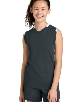 Sport Tek YST441 Sport-Tek Youth Club Sleeveless V in Irgy/white