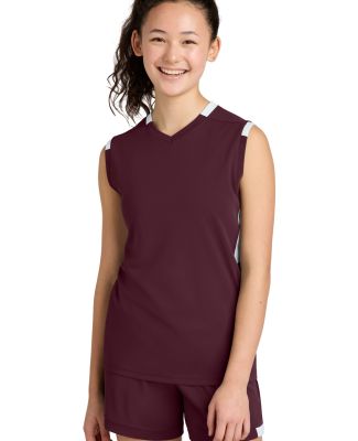 Sport Tek YST441 Sport-Tek Youth Club Sleeveless V in Mar/white