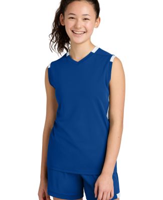 Sport Tek YST441 Sport-Tek Youth Club Sleeveless V in Try/white