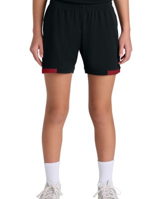 Sport Tek YST442 Sport-Tek Youth Club 5  Short in Blk/dpred