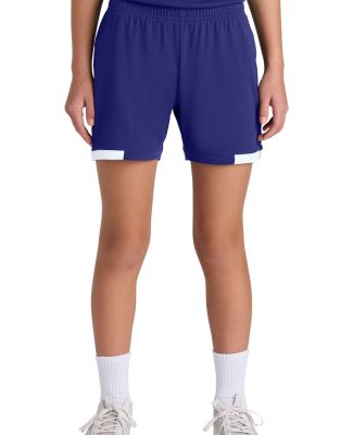 Sport Tek YST442 Sport-Tek Youth Club 5  Short in Purple/wh