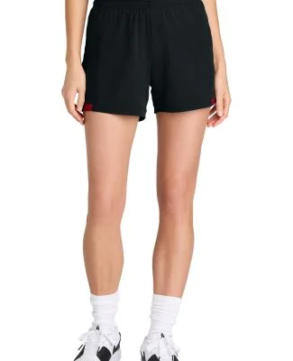 Sport Tek LST442 Sport-Tek Women's Club 5  Short in Blk/dpred