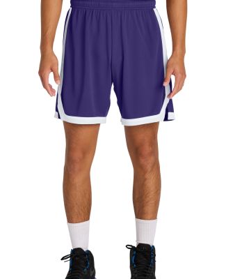 Sport Tek ST901 Sport-Tek Rival Basketball 7 Short in Purple/wh
