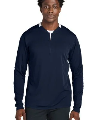 Sport Tek ST443 Sport-Tek Club 1/4-Zip Pullover in Trnv/white