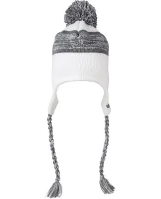 J America 5007JA Backcountry Knit Pom Beanie in White