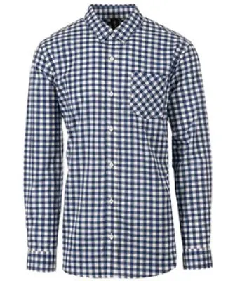 Burnside Clothing B3291 Men's Stretch Poplin in Navy/ white gingham