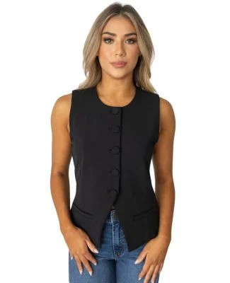 Stilo Apparel FS30666 KNIT CREPE FITTED VEST FEAT  in Black