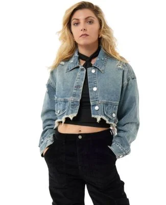 Stilo Apparel FS29226 Cropped Denim Jacket in Denim