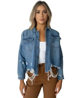 Stilo Apparel FS22749 Oversized Jacket in Med wash