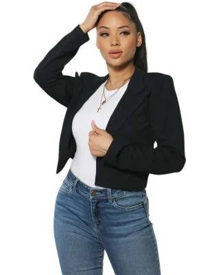 Stilo Apparel FS26856 Cropped Blazer in Black