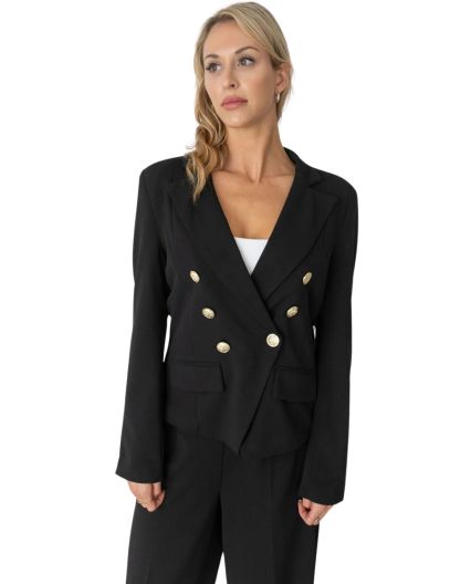 Stilo Apparel FS29894 KNIT CREPE NOTCHED LAPEL COL in Black