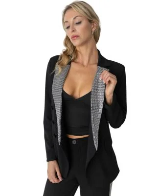 Stilo Apparel FS30068 CRYSTAL RHINESTONE EMBELLISH in Black
