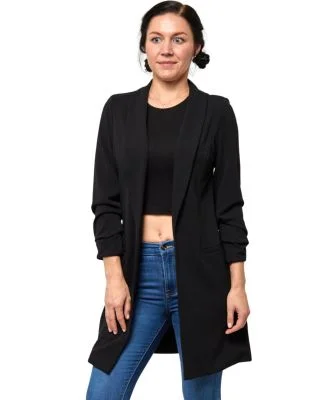Stilo Apparel FS24542 Classic Long Blazer Roushed Sleeve