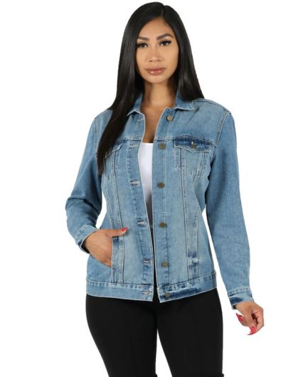 Stilo Apparel FS17864 Oversized Solid Denim Jacket in Denim
