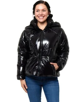Stilo Apparel FS27825 Shiny Puffer Hoodie Jacket