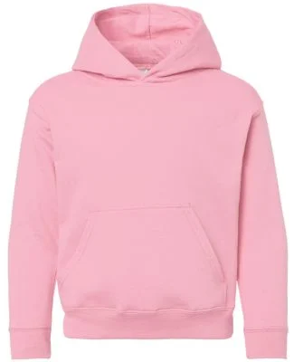 LA T 2296 Youth Pullover Fleece Hoodie in Pink