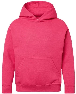 LA T 2296 Youth Pullover Fleece Hoodie in Vintage hot pink