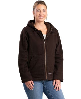 Berne Apparel WHJ48 Women's Sherpa-Lined Twill Hoo in Dark brown