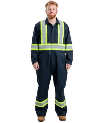 Berne Apparel HVC250 Safety Striped Unlined Covera in Navy