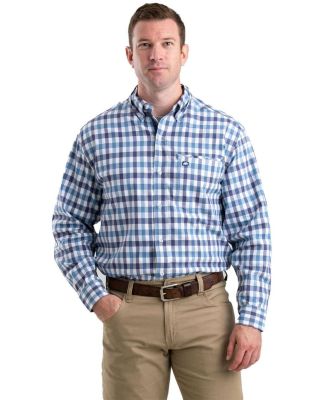 Berne Apparel SH26 Foreman Flex180 Button-Down Wov in Plaid blue u