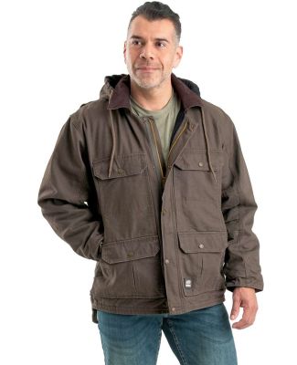 Berne Apparel JC613 Heartland Washed Duck Zip-Off  in Dark khaki