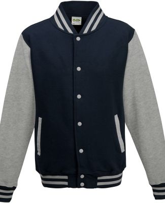 AWDis JHY043 Youth Heavyweight Letterman Jacket in Oxford navy/ heather grey