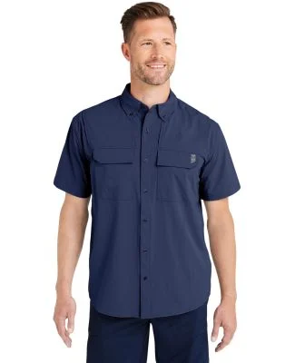 HUK  H150183 Creekbed Short Sleeve Shirt in Naval academy