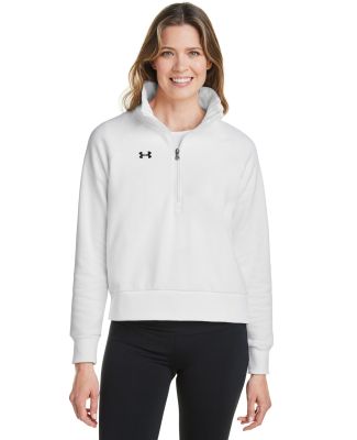 Under Armour 1379492 Women's Rival Fleece Quarter- in White/ black_100