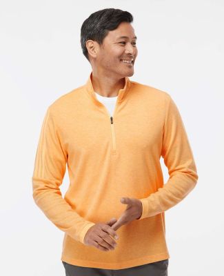Adidas Golf Clothing A554 3-Stripes Quarter-Zip Sw in Acid orange melange